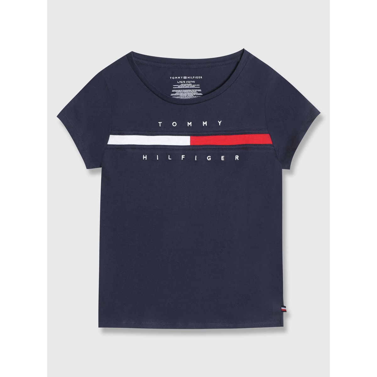 TOMMY HILFIGER - Polera Pieced Flag Logo Niña Azul Tommy Hilfiger