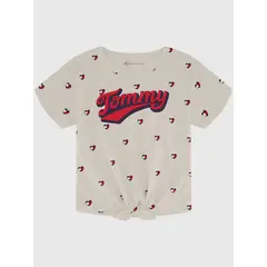 TOMMY HILFIGER - Polera Print De Corazones Niña Gris
