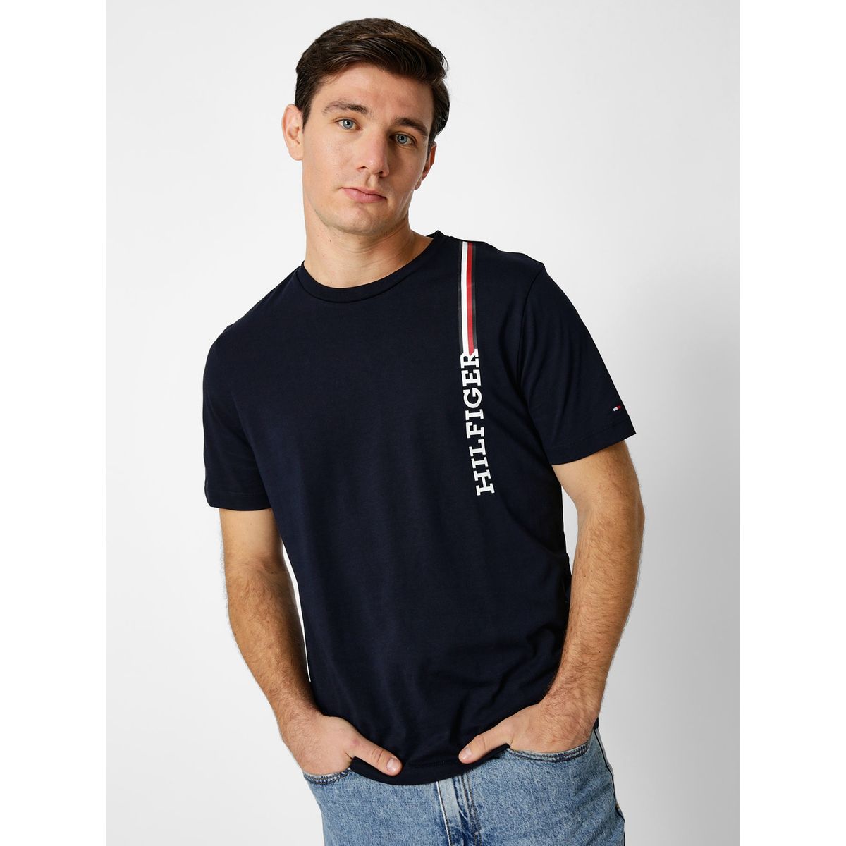 TOMMY HILFIGER - Polera Vertical Stripe Azul Tommy Hilfiger