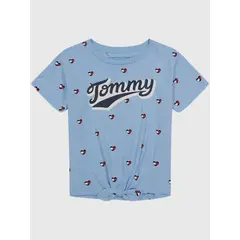 TOMMY HILFIGER - Polera Print De Corazones Niña Celeste