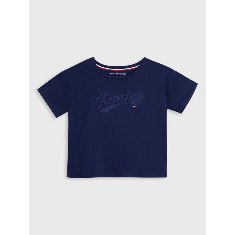 TOMMY HILFIGER - Polera Con Estampado Gráfico Niña Azul Tommy Hilfiger