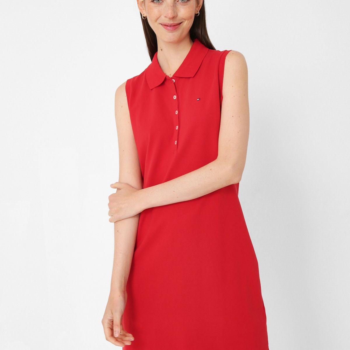 TOMMY HILFIGER - Vestido Polo Sin Mangas Rojo Tommy Hilfiger
