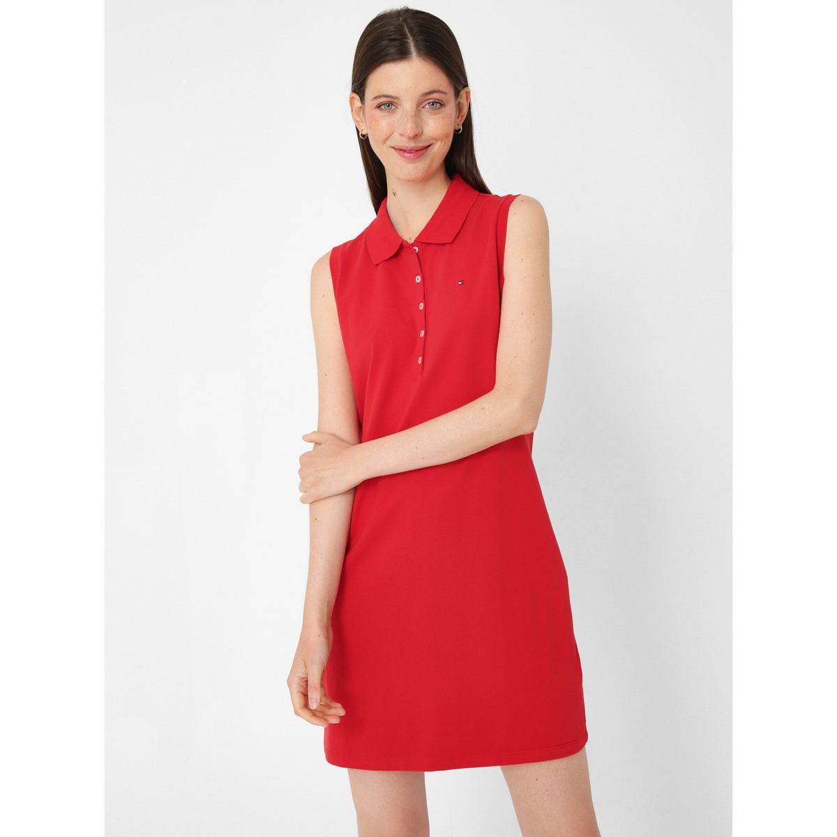 TOMMY HILFIGER - Vestido Polo Sin Mangas Rojo Tommy Hilfiger