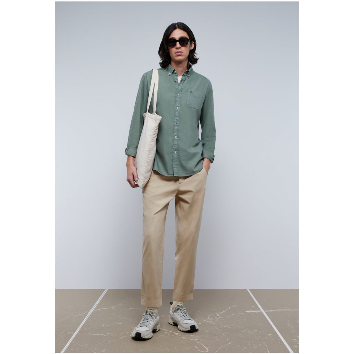 SCALPERS - Camisa Bolsillo Cuello Botones Khaki