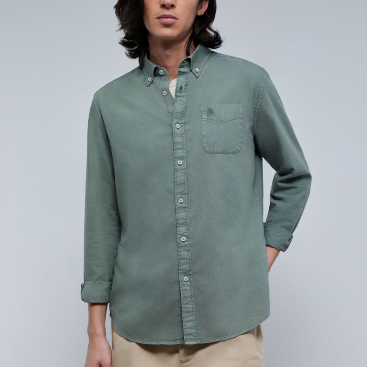 SCALPERS - Camisa Bolsillo Cuello Botones Khaki
