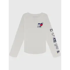 TOMMY HILFIGER - Polera Con Corazón De Lentejuelas Niña Blanco