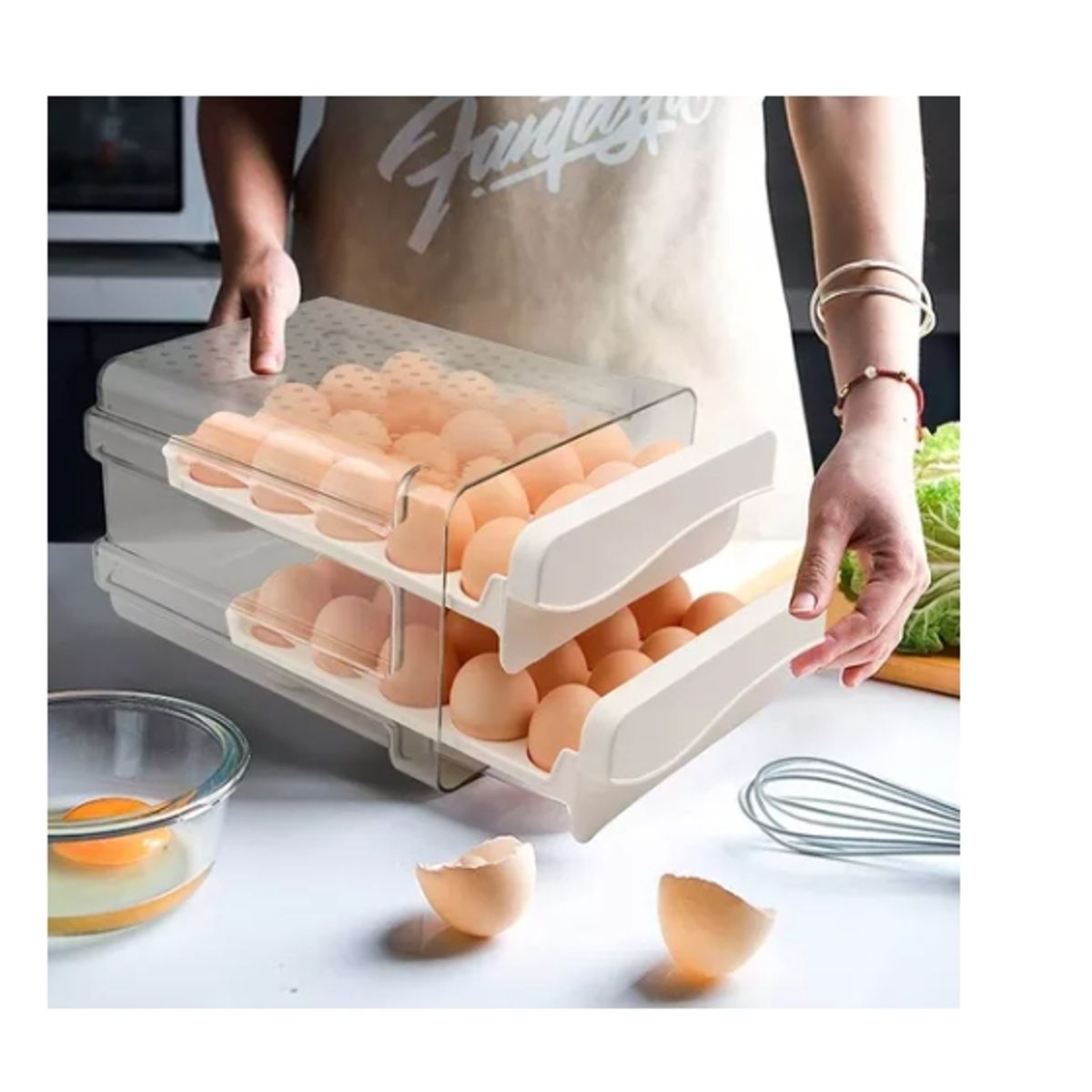 OFERTABKN - Organizador De Huevos Caja Para 40 Huevos 2 Niveles