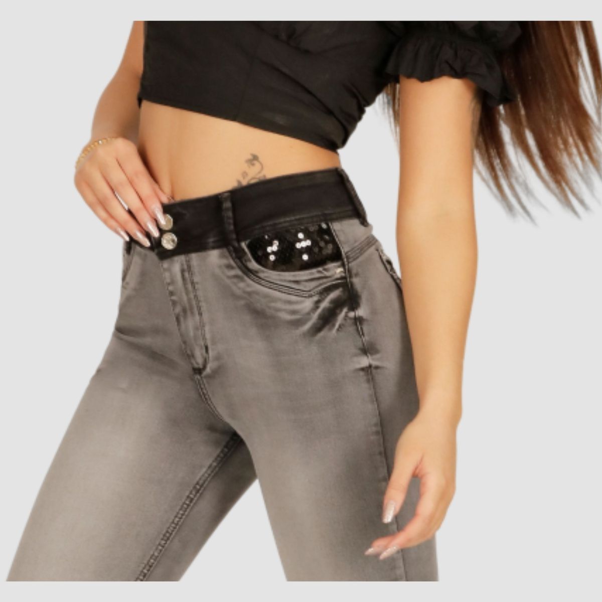 ONE WORLD - JEANS ONE WORLD FLARE CON LENTEJUELAS CON PUSH UP