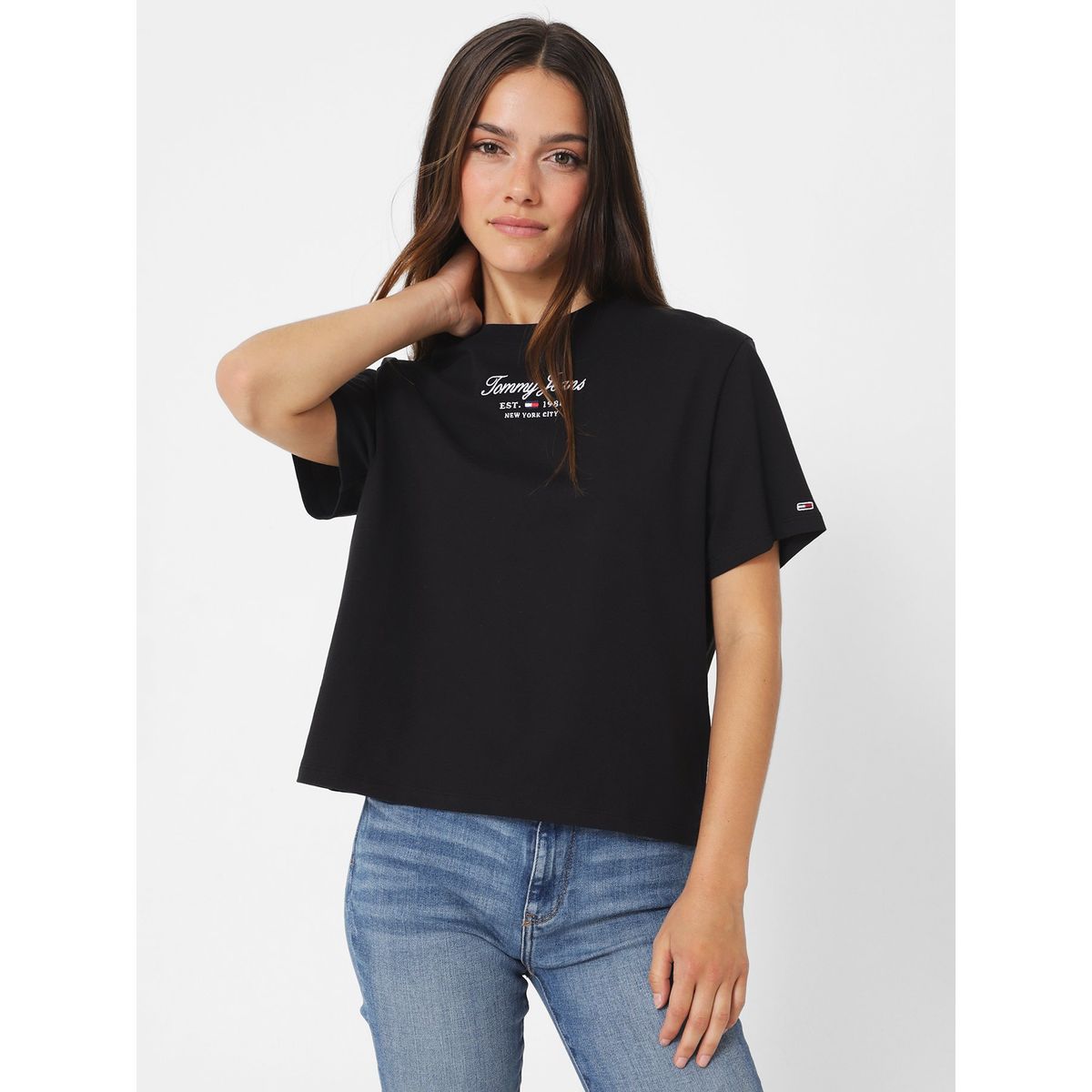 TOMMY HILFIGER - Polera Essential Classic Fit Con Logo Negro Tommy Jeans
