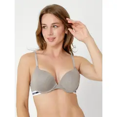 TOMMY HILFIGER - Brassier Micro Push Up Con Logo Gris