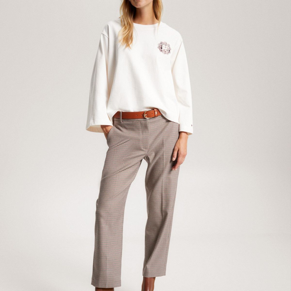 TOMMY HILFIGER - Polera De Manga Ancha Monogram Blanco Tommy Hilfiger