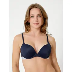 TOMMY HILFIGER - Brassier Micro Push Up Con Logo Azul