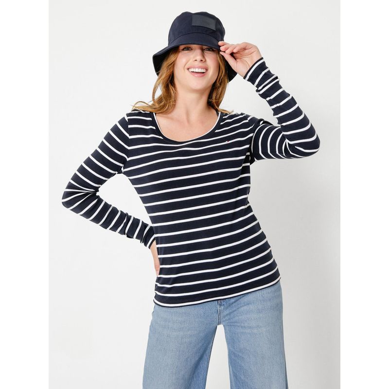 TOMMY HILFIGER - Polera A Rayas Con Logo Azul Tommy Hilfiger