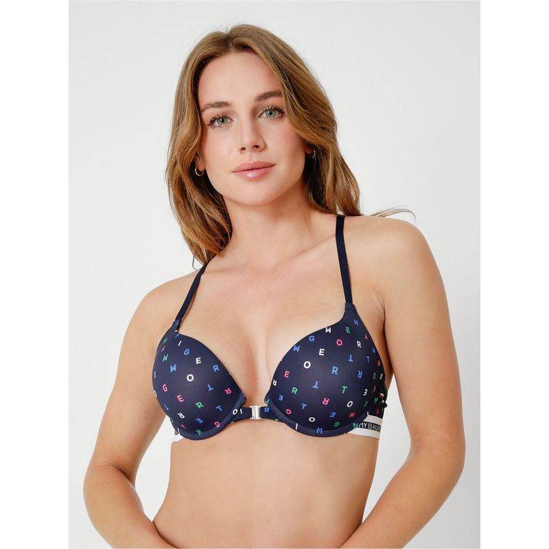 TOMMY HILFIGER - Brassier Push Up Con Logo Y Espalda Sport Azul Tommy Hilfiger