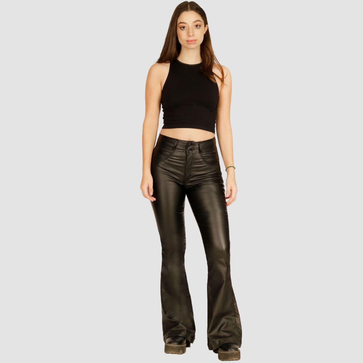 ONE WORLD - Pantalon Ecocuero One World Flare