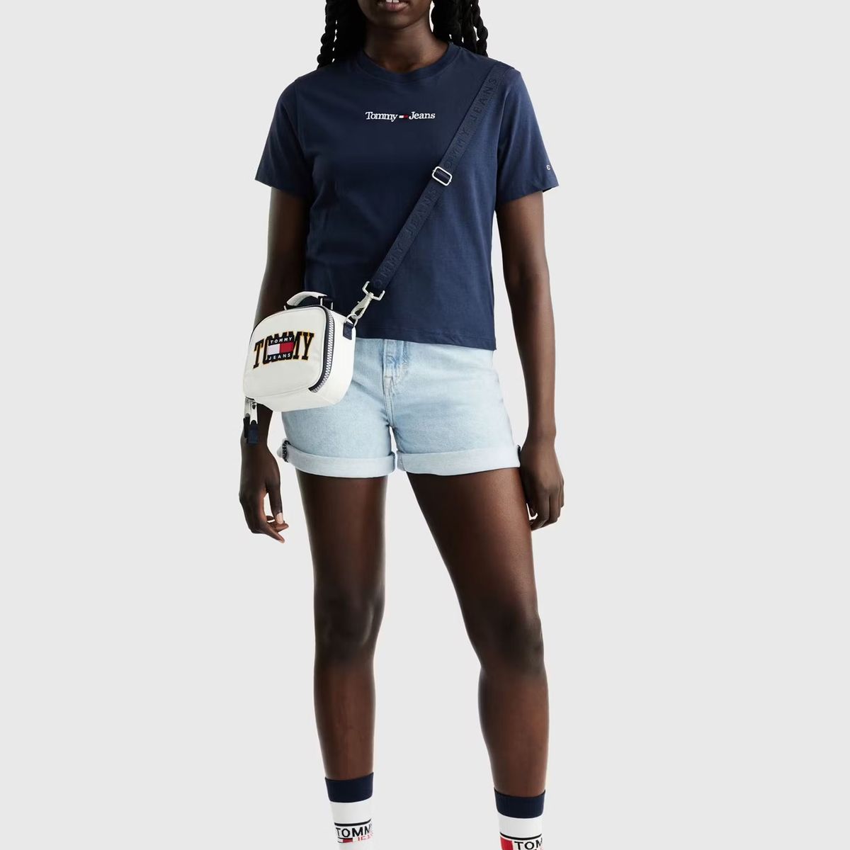 TOMMY HILFIGER - Polera Classic Serif Logo Azul Tommy Jeans