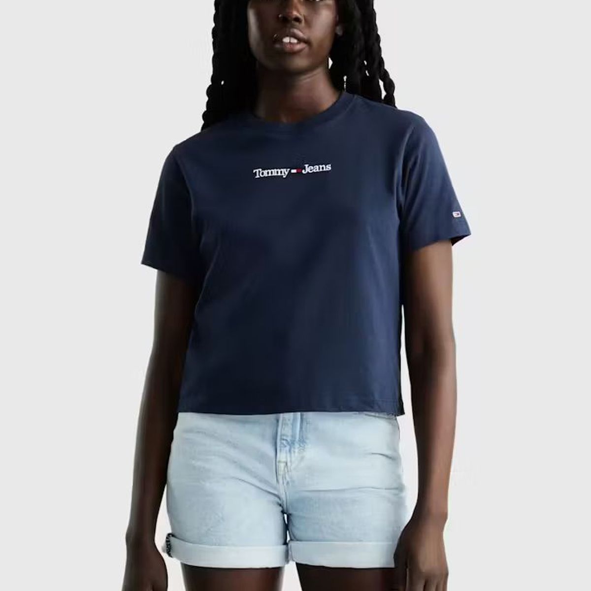 TOMMY HILFIGER - Polera Classic Serif Logo Azul Tommy Jeans