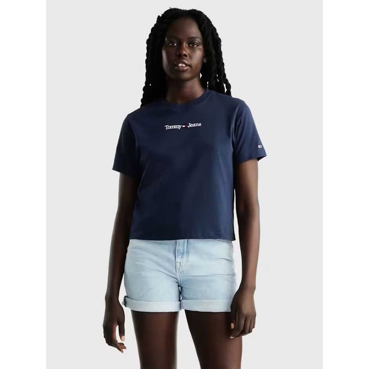 TOMMY HILFIGER - Polera Classic Serif Logo Azul Tommy Jeans