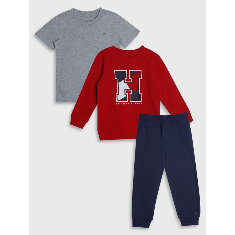 TOMMY HILFIGER - Set De Polera, Polerón Y Jogger Con Logo Niño Multicolor Tommy Hilfiger