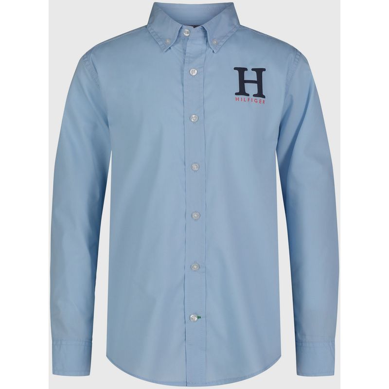 TOMMY HILFIGER - Camisa Essential Con Logo Niño Celeste Tommy Hilfiger
