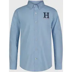 TOMMY HILFIGER - Camisa Essential Con Logo Niño Celeste