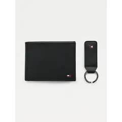 TOMMY HILFIGER - Set De Regalo De Llavero Y Billetera De Cuero Negro