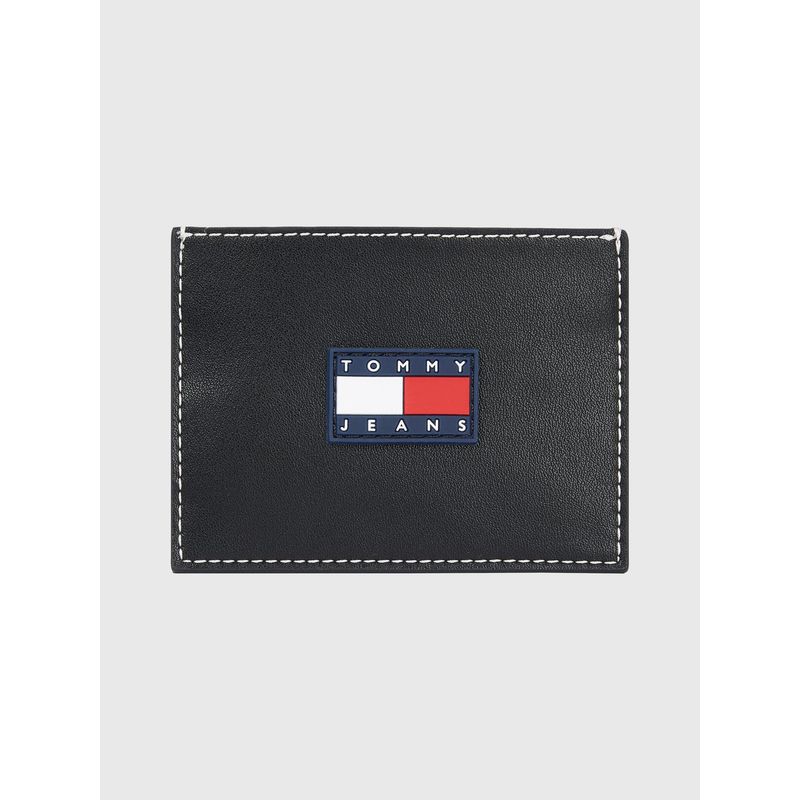 TOMMY HILFIGER - Tarjetero Con Costuras A Contraste Negro Tommy Hilfiger