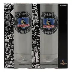 TITANIO - Set 2 Vasos Piscoleros Clubes Chilenos Colo Colo