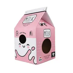 GENERICO - Casa Forma Caja De Leche Para Gato Con Rascador Y Catnip - Rosa - YT110554P-1