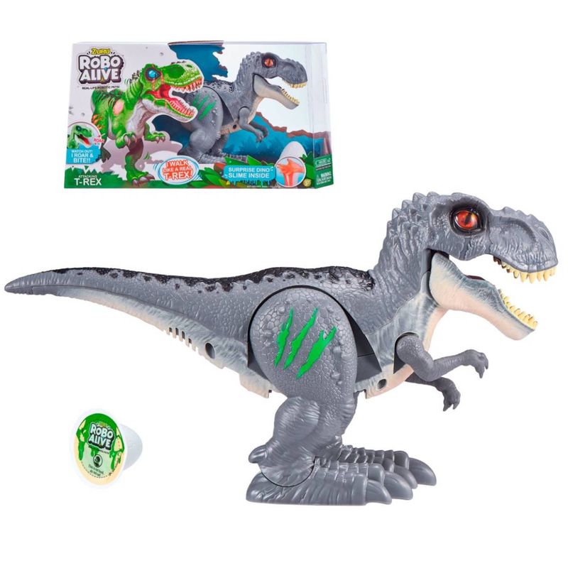 ANSALDO - Dinosaurio T-rex Que Camina Con Slime Robo Alive Zuru - Gris