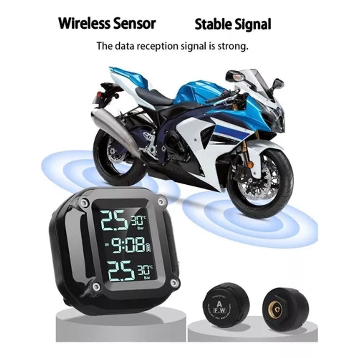GENERICO - Sensor De Presion y Temperatura Neumaticos  De Moto TPMS