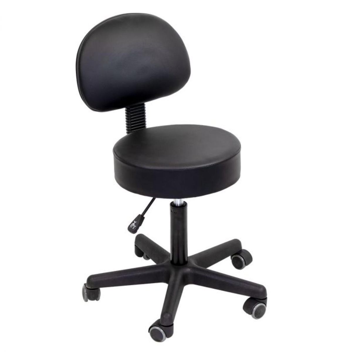 GLOMED - Piso Taburete Consulta Médica Con Respaldo - Negro GLOMED