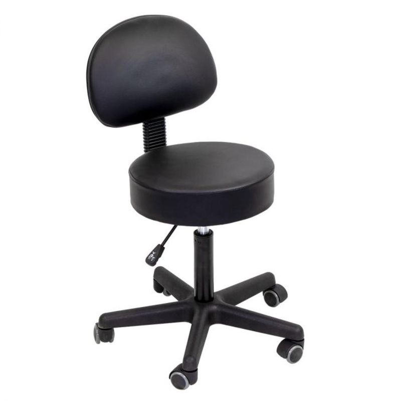 GLOMED - Piso Taburete Consulta Médica Con Respaldo - Negro GLOMED