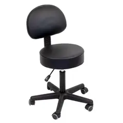 GLOMED - Piso Taburete Consulta Médica Con Respaldo - Negro