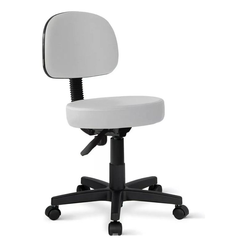 GLOMED - Piso Taburete Consulta Médica con Respaldo - Blanco GLOMED