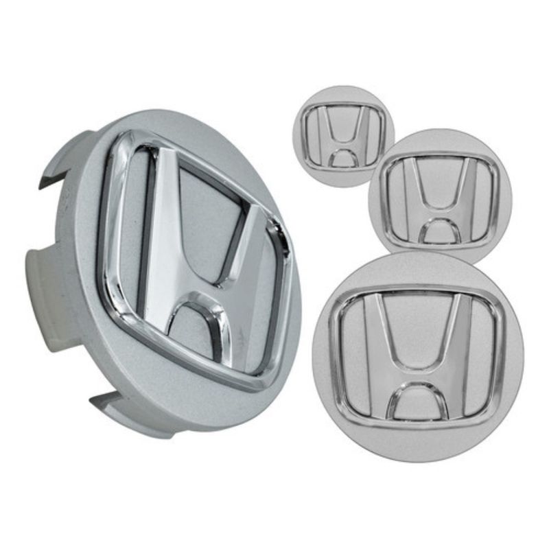 GENERICO - X4 Tapa Centro Llanta Autos 58mm Gris Logo Plata HONDA
