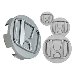 GENERICO - X4 Tapa Centro Llanta Autos 58mm Gris Logo Plata HONDA