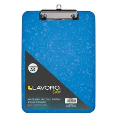 LAVORO - Anotador Acrílico A4 Con Glitter Azul