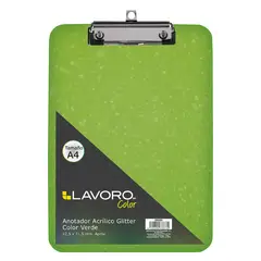 LAVORO - Anotador Acrílico A4 Con Glitter Verde