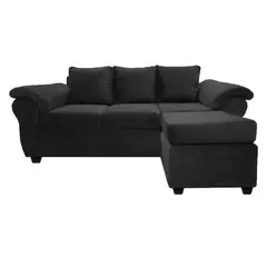 MUEBLES MPR - Sofá Seccional Ezeiza Felpa Negro