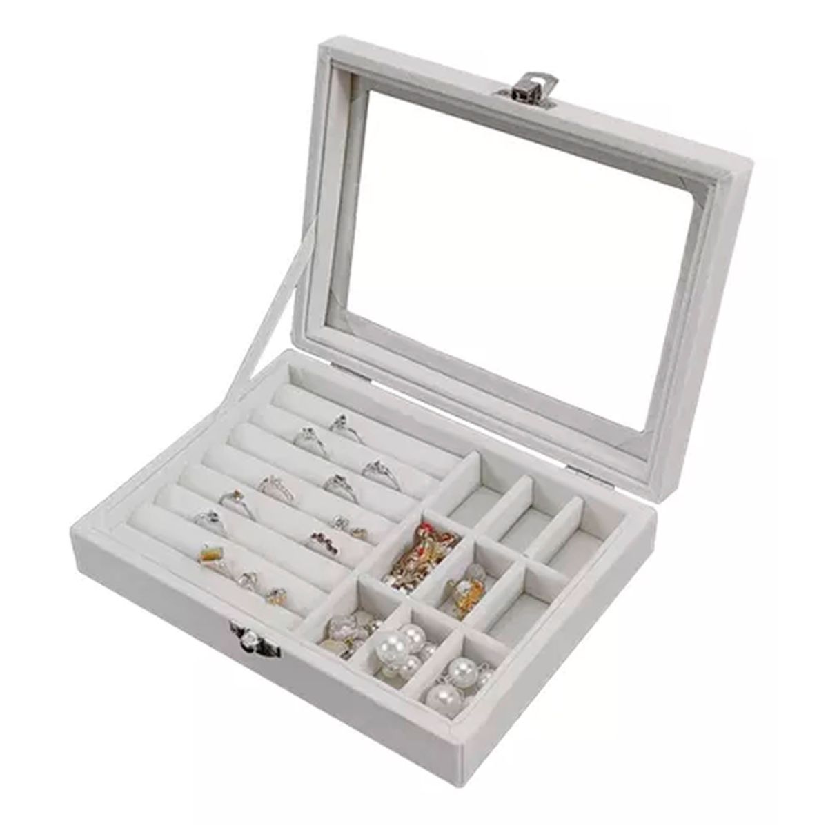 OFERTABKN - Joyero Organizador De Plush Portatil Multiusos Gris