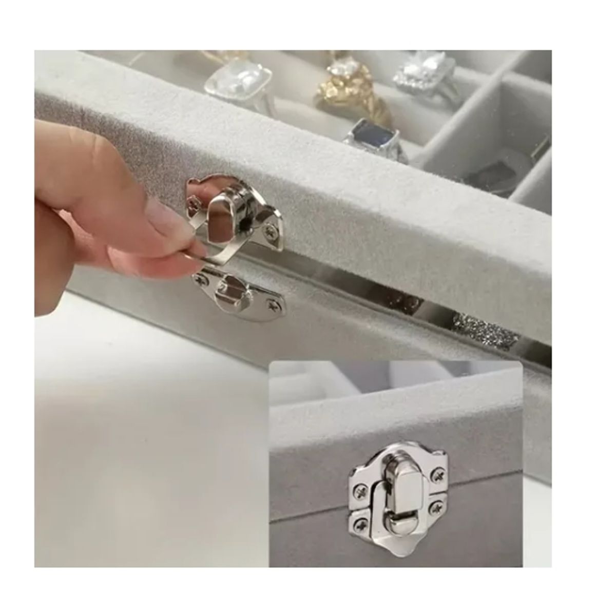 OFERTABKN - Joyero Organizador De Plush Portatil Multiusos Gris