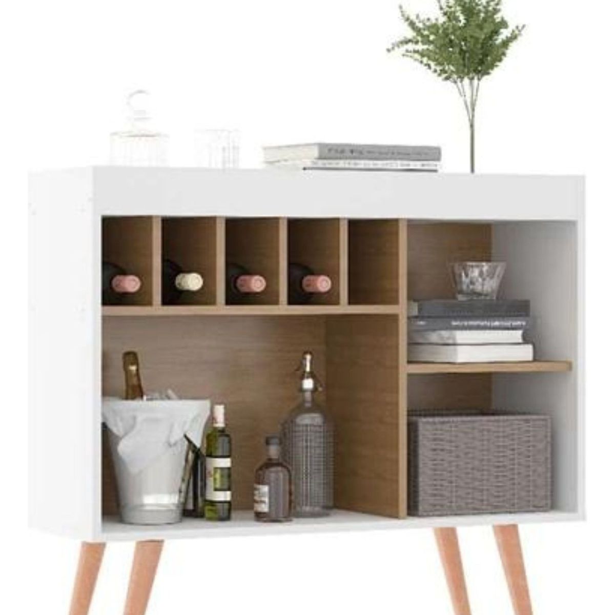 TODODESCUENTO - Bar Aparador Armario Bodeguero Living Retro Blanco