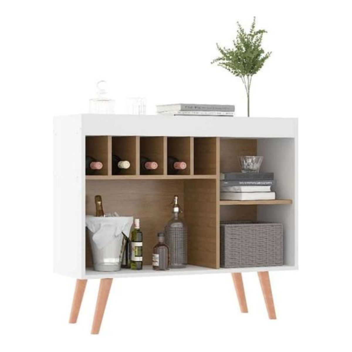 TODODESCUENTO - Bar Aparador Armario Bodeguero Living Retro Blanco