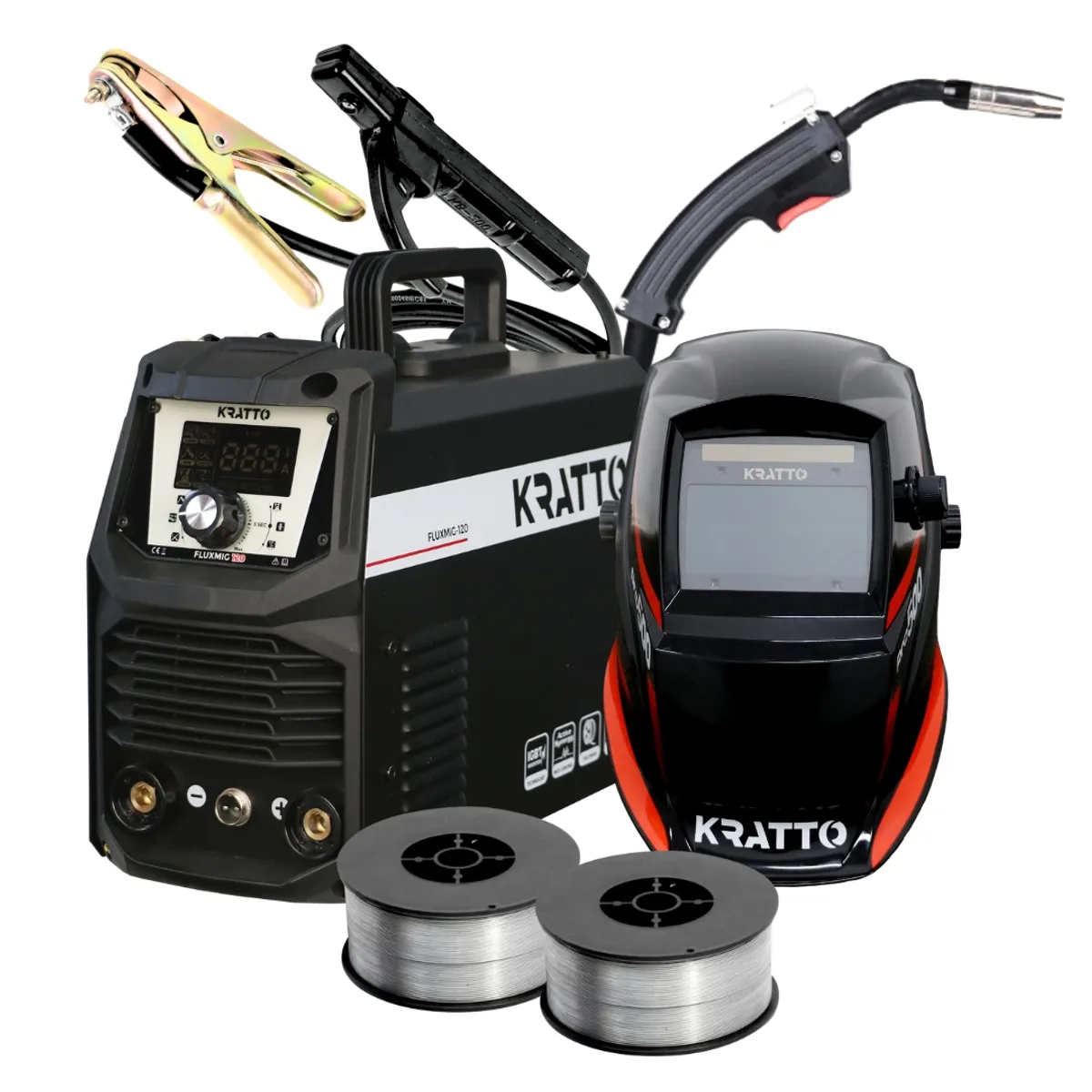 KRATTO - KRATTO #4: Soldadora FLUX MIG-120 4 EN 1[20-120A] +Mascara+FLUX 2kg