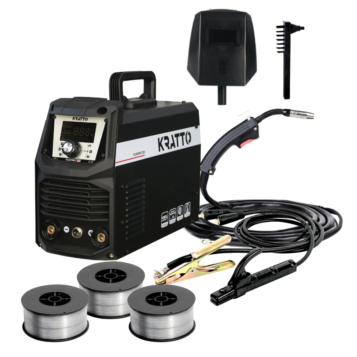 KRATTO - KRATTO #5: Soldadora FLUX MIG-120 4 EN 1[20-120A] +3kg alambre 0.8mm