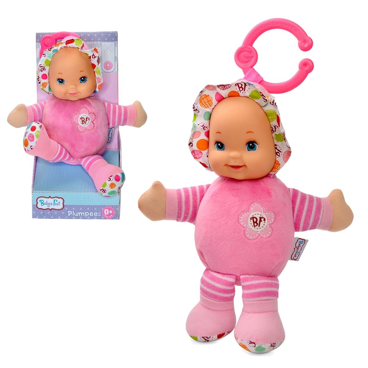 ANSALDO - Muñeca Babys First para bebé suave con sonido 23 cm rosado