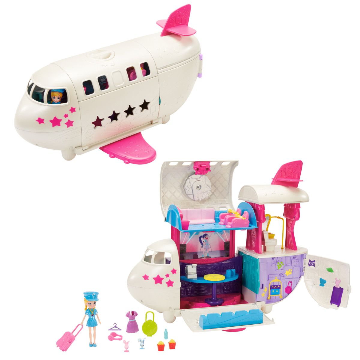 POLLY POCKET - Muñeca POLLY POCKET mega jet de viaje con accesorios