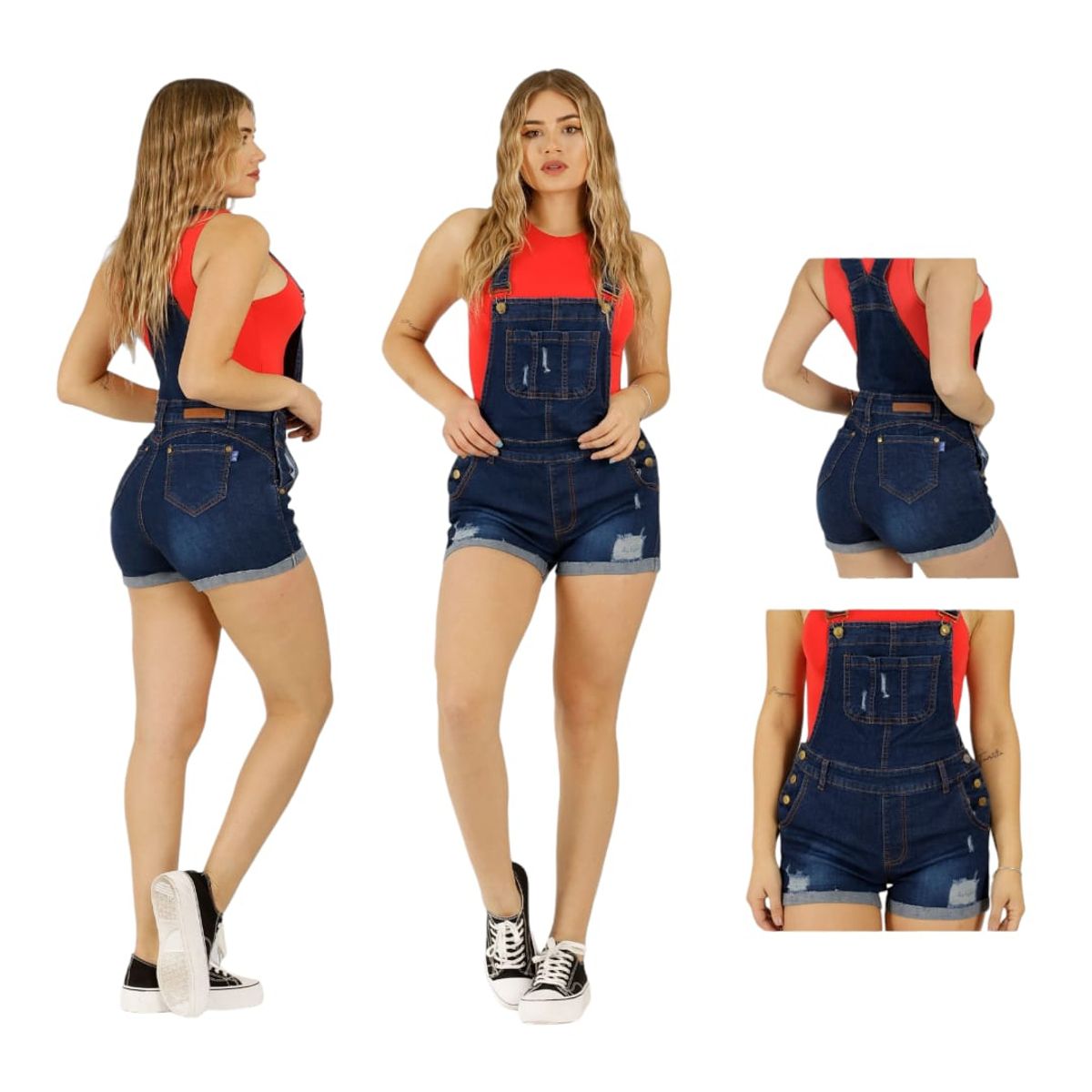 TODO CALZA2 - Jardinera Jeans Moda Mujer Elasticada