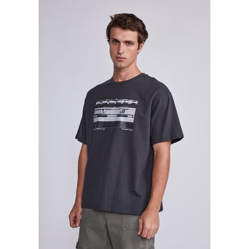 SIOUX - Polera Hombre Negro Station Sioux